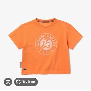 Lacoste Roland Garros tennis orange cropped boxy t shirt size 38